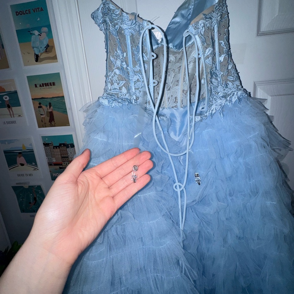 Sherri Hill Light Blue Prom Dress - Picture 5 of 11
